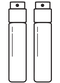 A black and white digital illustration of two perfume vials.